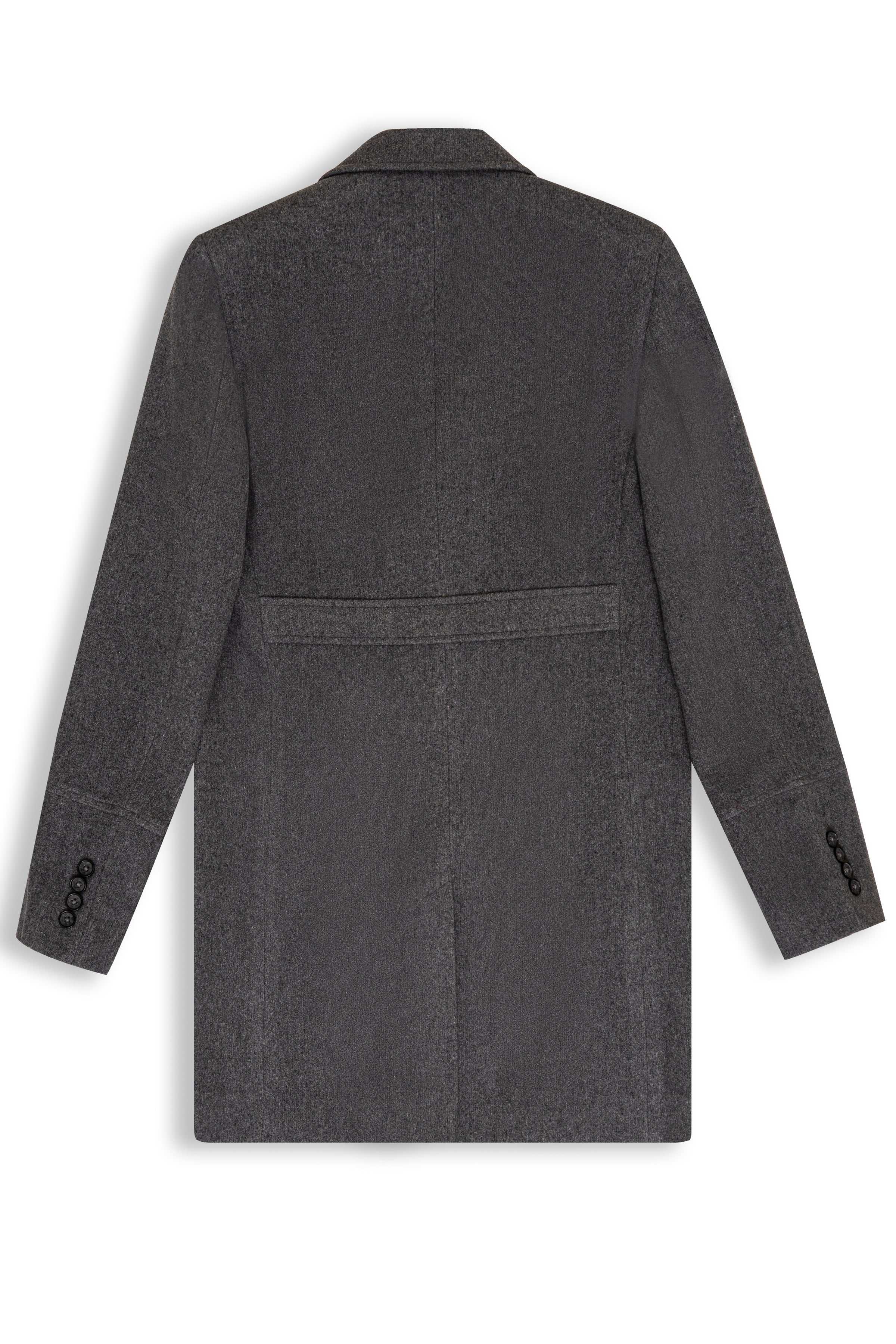 WOOLEN LONG COAT DOUBLE BREASTED GREY at Charcoal Clothing