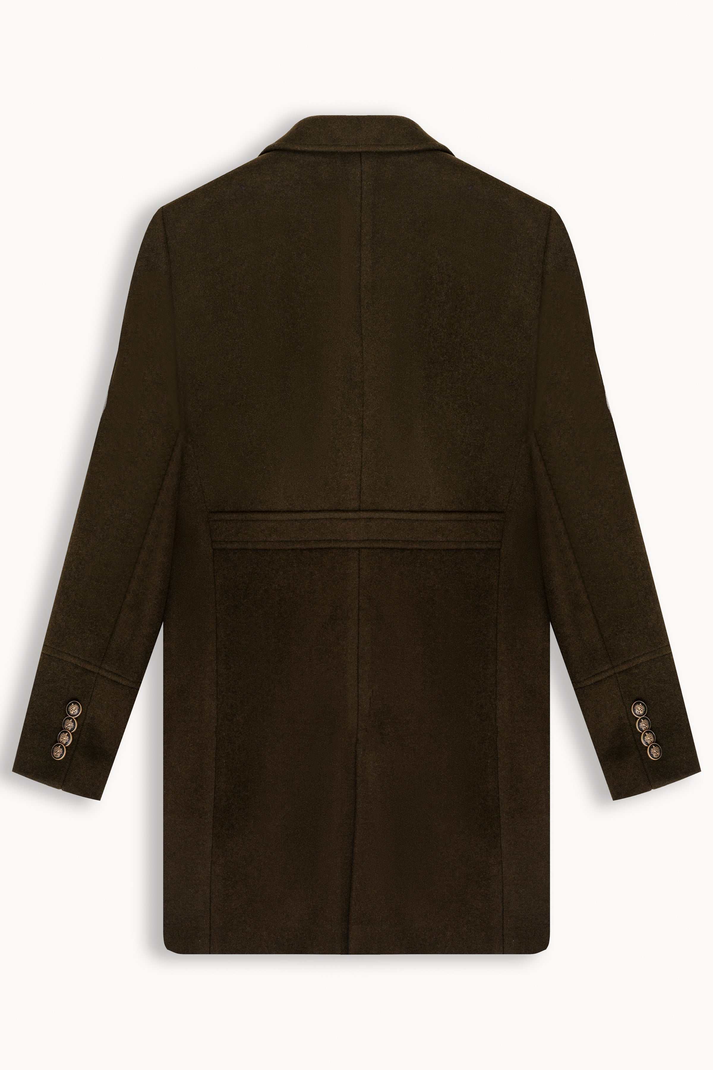 WOOLEN LONG COAT DOUBLE BREASTED OLIVE at Charcoal Clothing