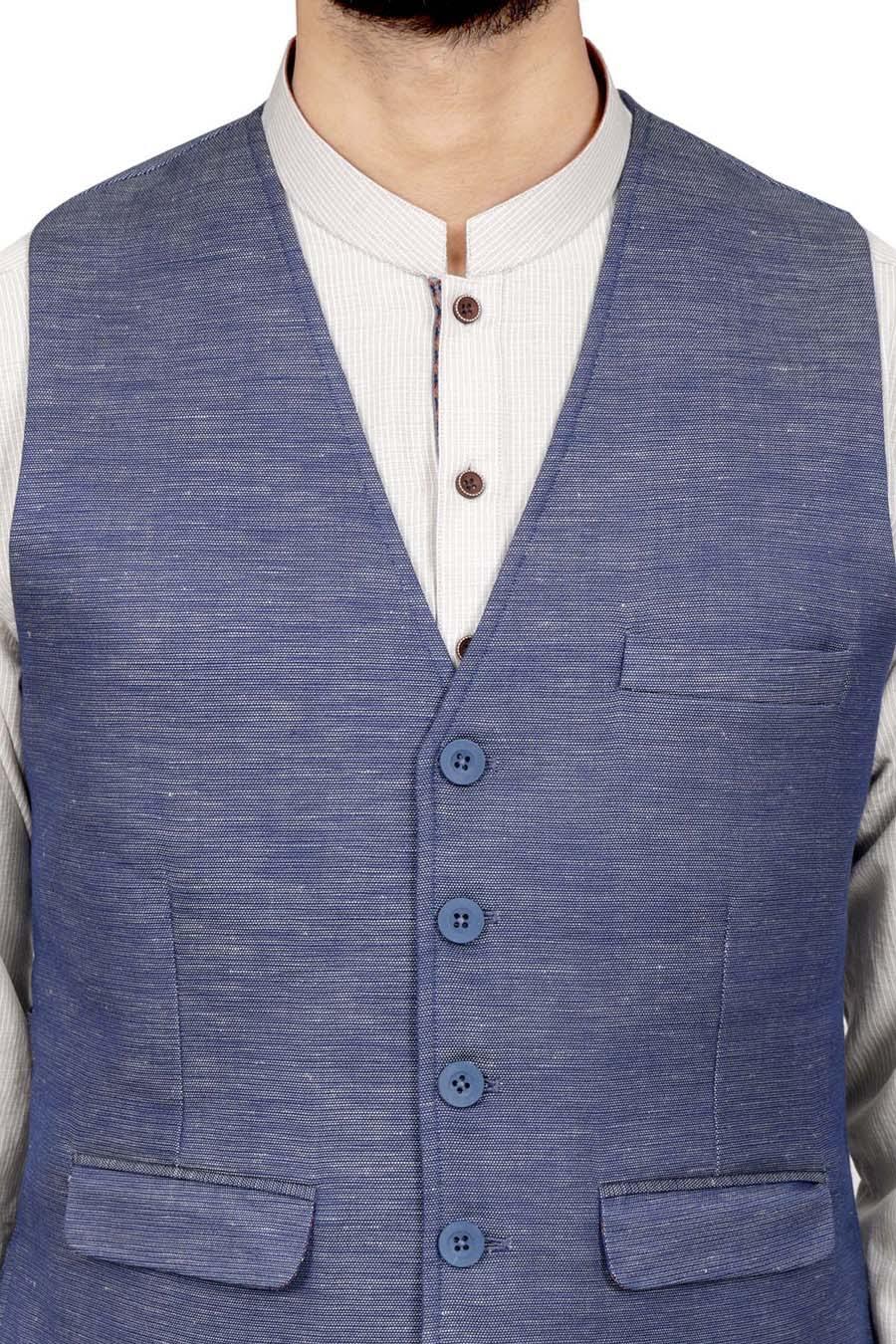 Waistcoat V Neck Blue at Charcoal Clothing