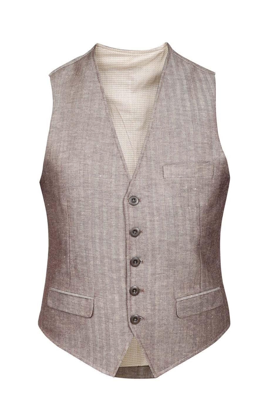 Waistcoat V Neck Brown Beige at Charcoal Clothing
